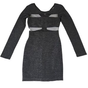 BÇBG Black Mini Dress Womens Size 0 Mesh Front Open Back Zip Up